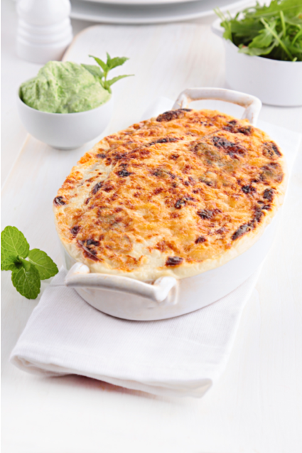 Greek-Style Lamb moussaka with aubergines  · Serves 2