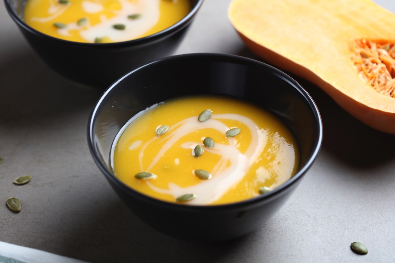 CURRIED PUMPKIN SOUP WITH COCONUT MILK · Serves 2